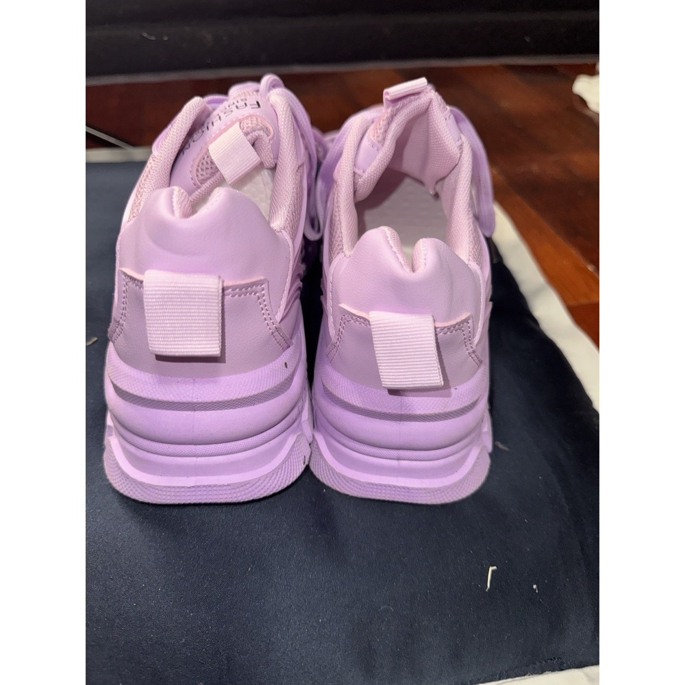 Purple Chunky Platform Sneakers W Thick -Slip Sole, Height Increase & Cushioned - Picture 10 of 13